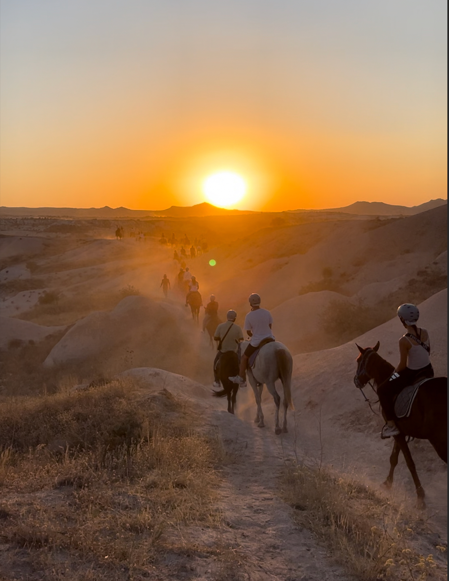 Evening ride as the rock glows amber